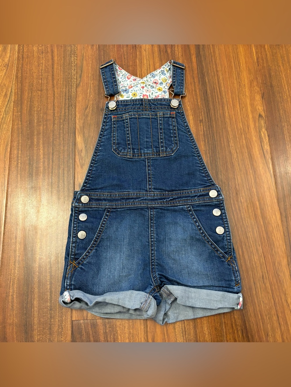Boden navy denim overall shorts